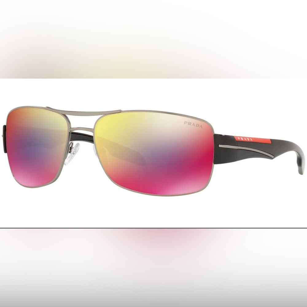 Prada Linea Rossa Matte Gunmetal Sunglasses Navigator PS53NS 5AV08F Italy Men's
